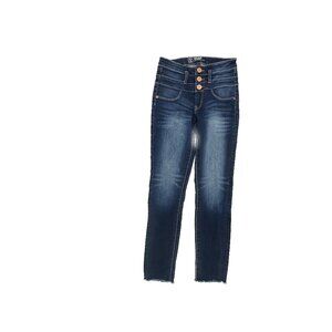 No Boundaries Mid Rise SKinny Raw Hem Women's size 3 Dark Wash Blue Denim Jeans